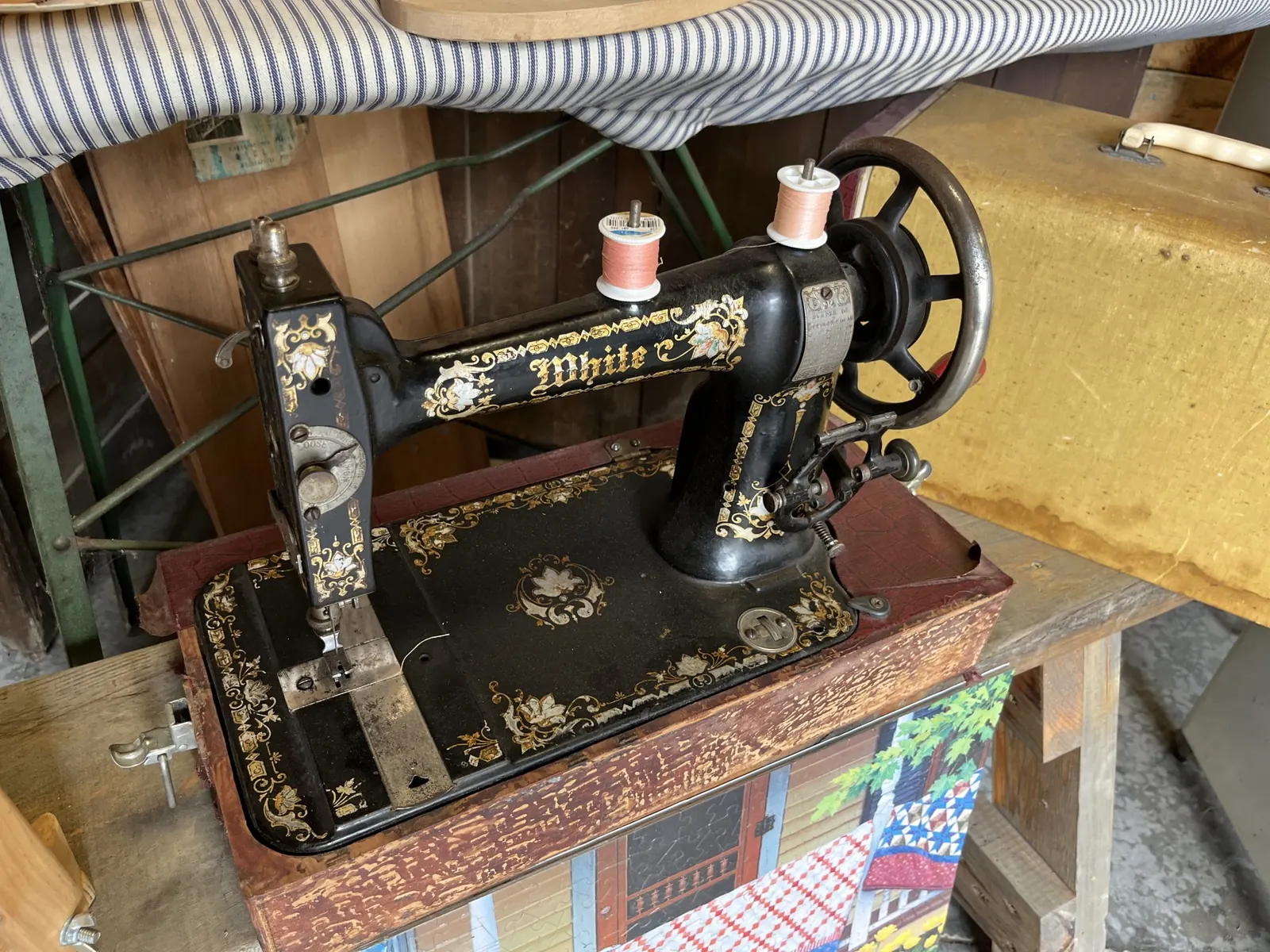 An antique sewing machine
