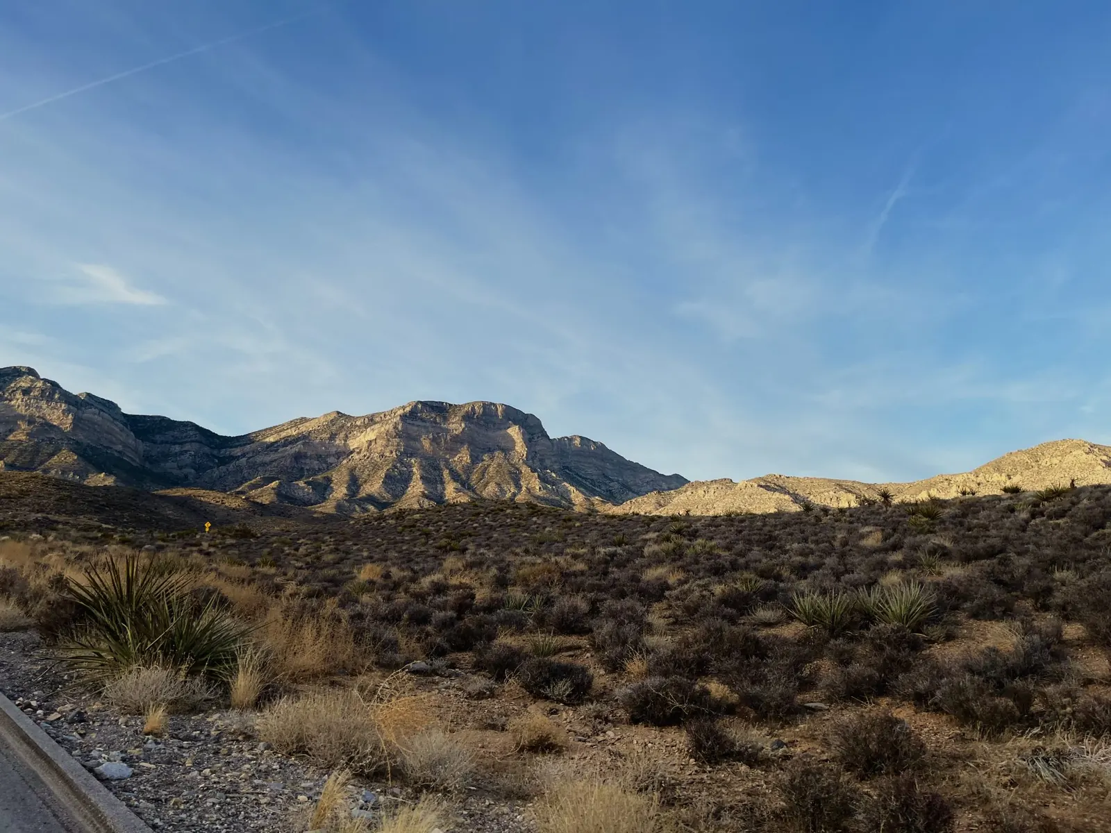 Sunlit desert mountains rising above scrubland in southern Arizona